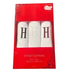 Target Brand Elegant Monogrammed Handkerchief Set “H”- White